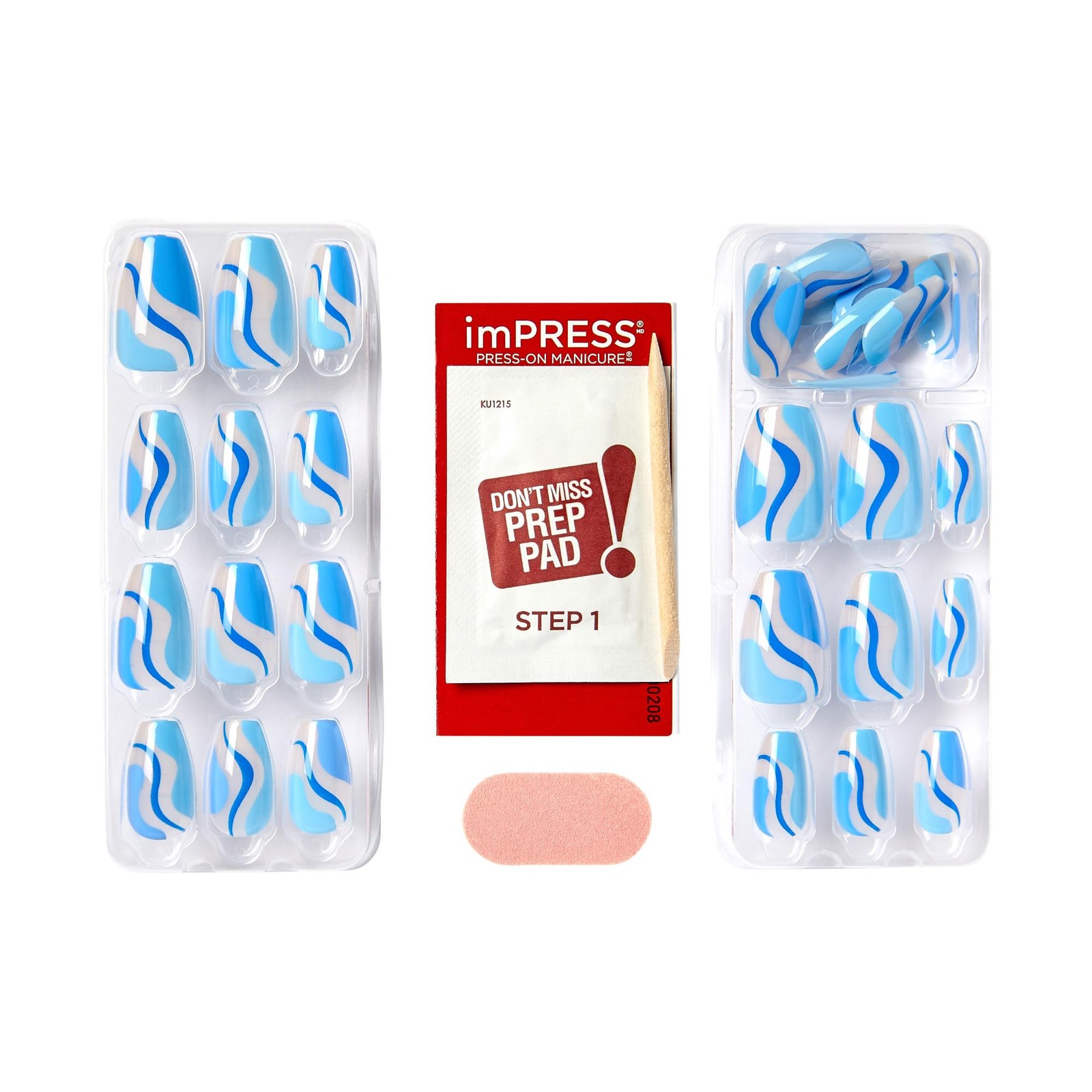 KISS imPRESS No Glue Mani 30 Pcs Press On Nails, Easy Apply, Multicolor