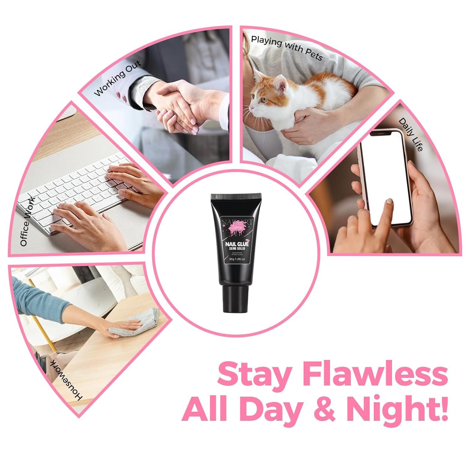 30ML Strong Nail Glue for Press on Nail Tips, Glue Gel for False Nails Fake Acry