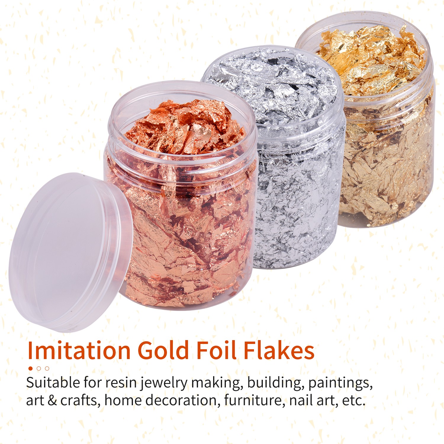 5g Per Color Imitation Gold Foil Flakes 3 Bottles Metallic Foil Flakes For CZDY