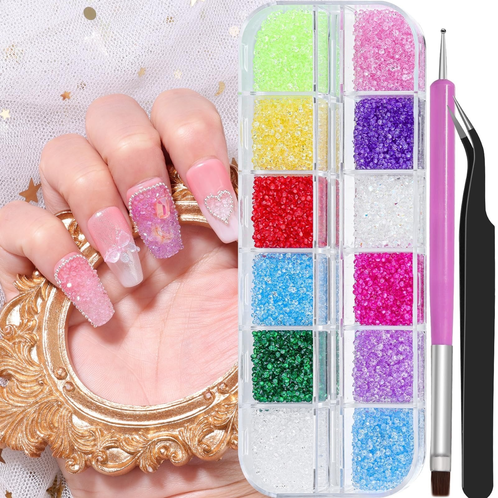3D Mini Metal Caviar Nail Beads – Gold Silver Alloy Nail Art Charms