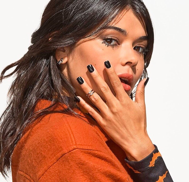 KISS imPRESS Color Shiny Black Short Length Press-On Nails Beneath New x1