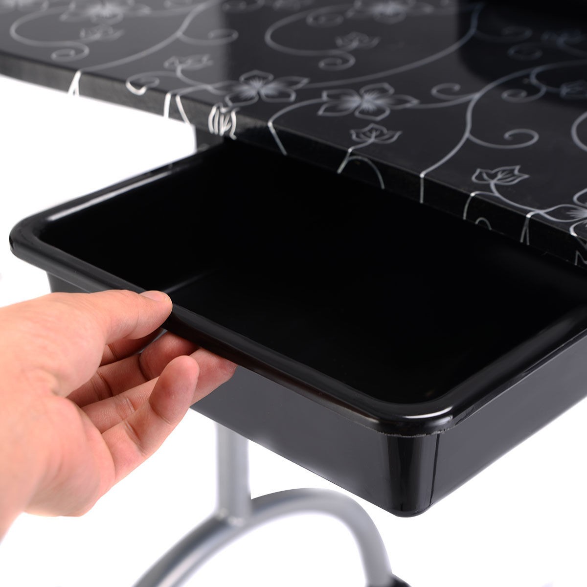 Black Manicure Nail Table Portable Station Desk Spa Beauty Salon Equipment