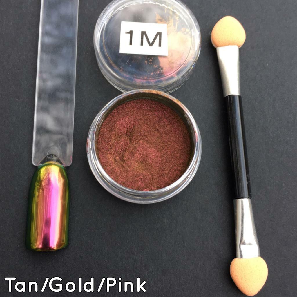 Nail Chameleon Chrome Powder Ultra Colour Shifting Mirror Effect Nails Pink Gold