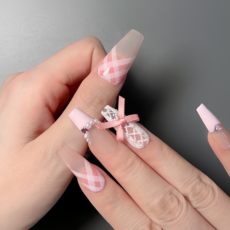 Crystal Nail Tips Stick on Nails with Nail Glue Reusable Nail Stickers Soft Gel
