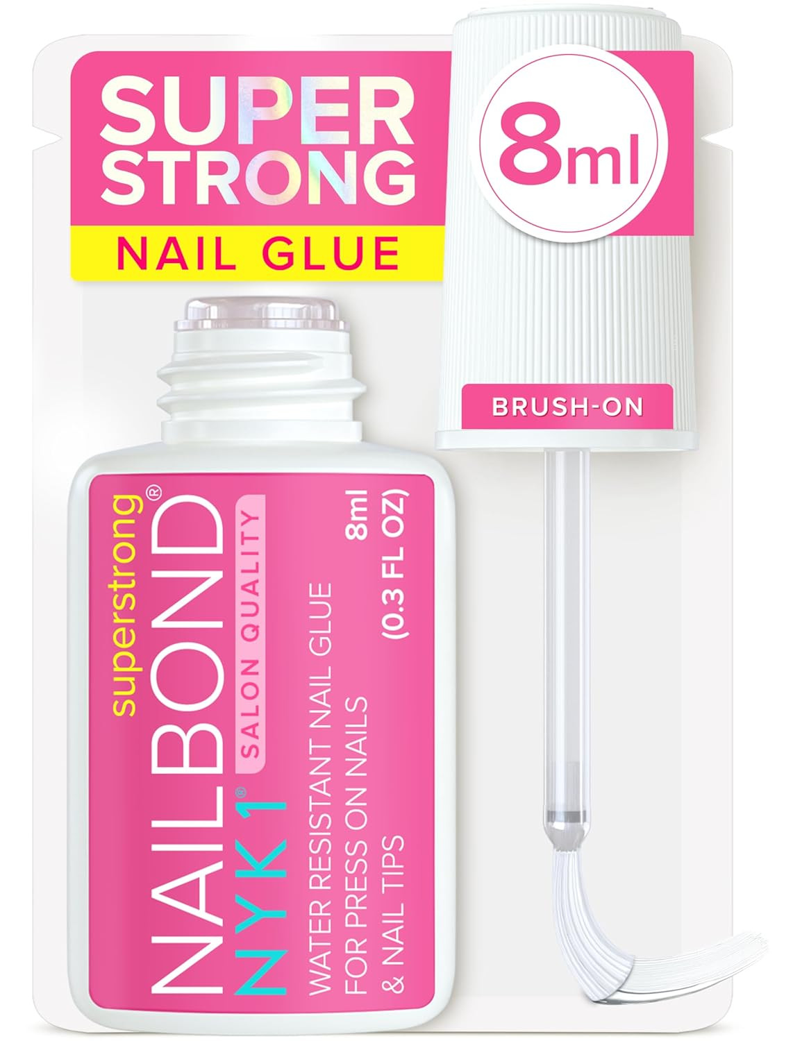 Strong Nail Glue for Press Ons & Acrylics – 8ml Brush On, Long Lasting