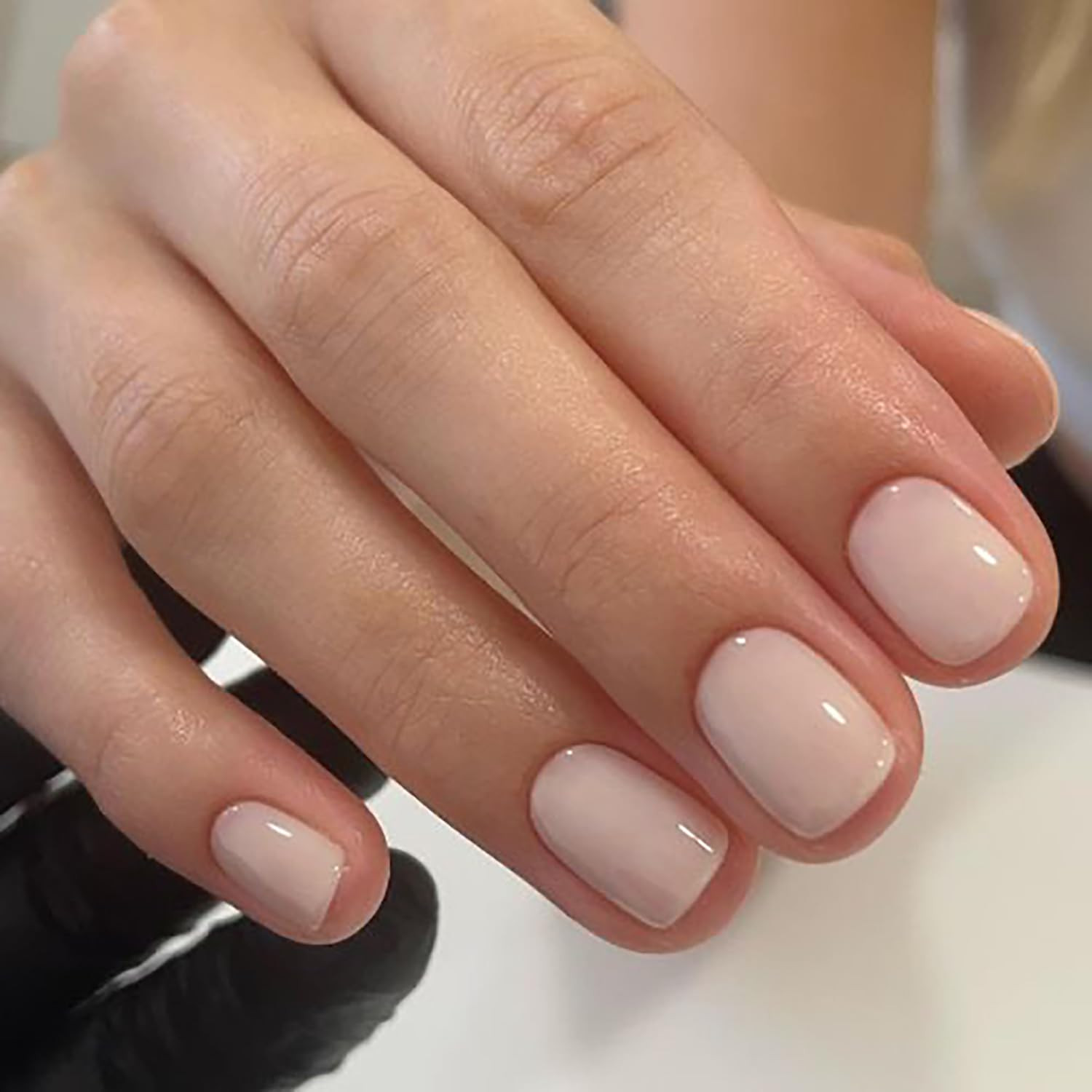 24Pcs Press on Nails Short Square Fake Nails Milk White Nails Press Ons Acrylic