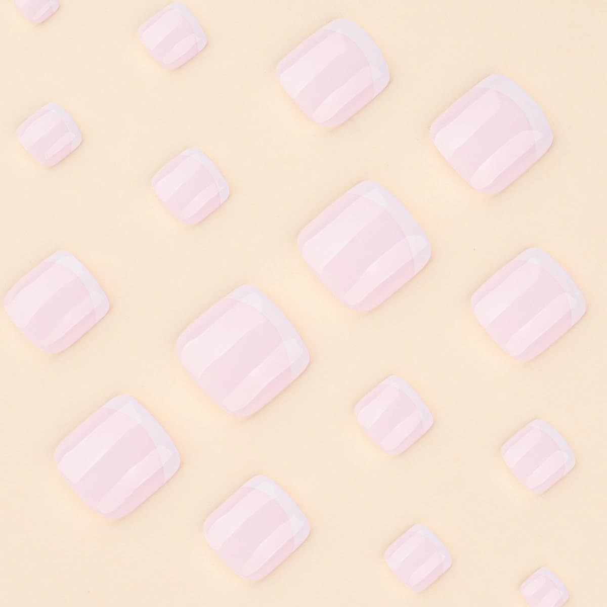 White French Tip Press on Toenails – Milky White Fake Toenails Short False To…