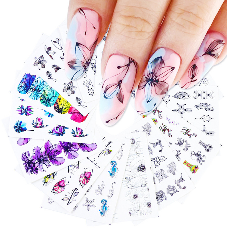 Nail Art Sticker Water Decal Owl Flower Decoration Slider Polish Foil Paper NS26