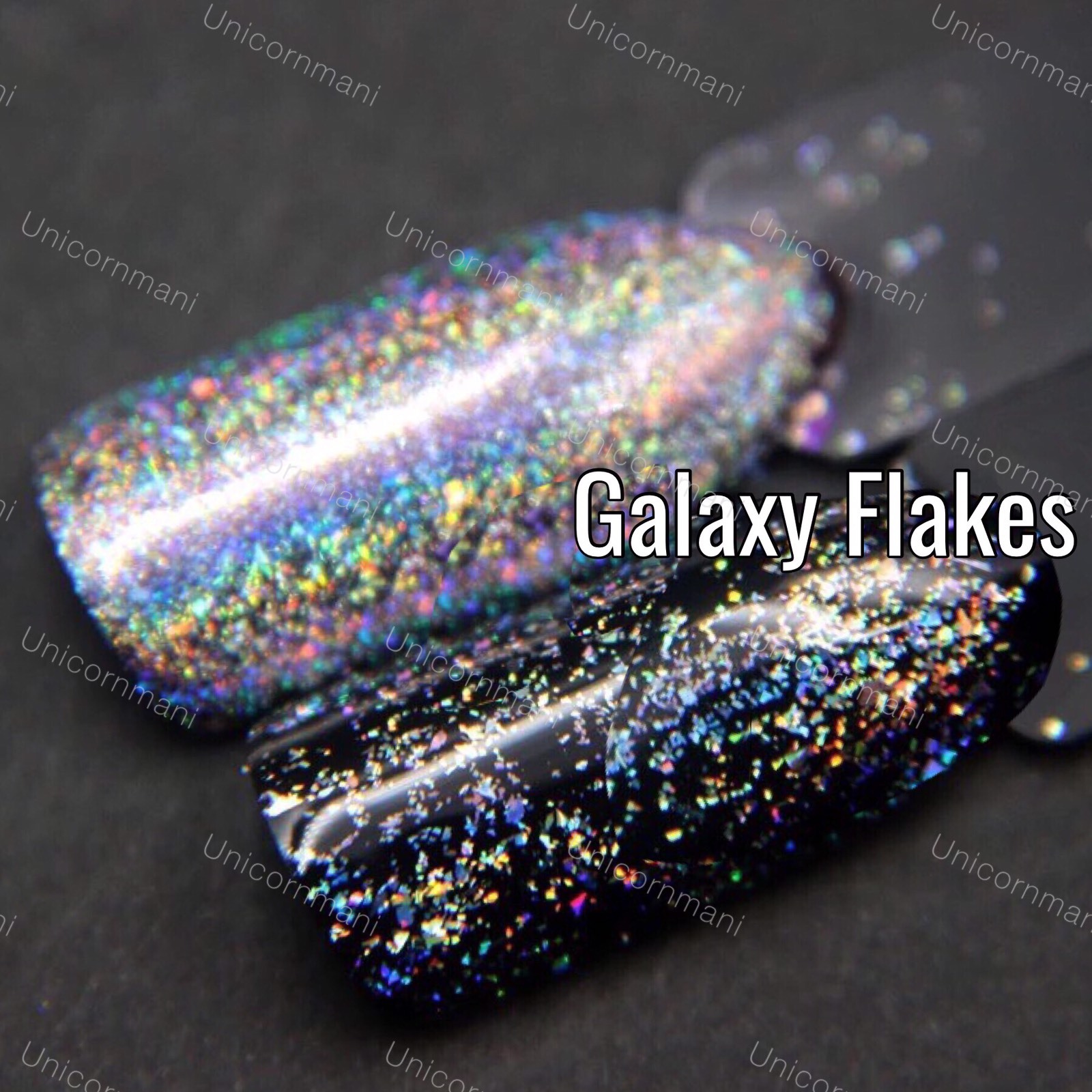 GALAXY HOLO FLAKES Chrome Flecks Unicorn Powder Holographic Nails Sequins