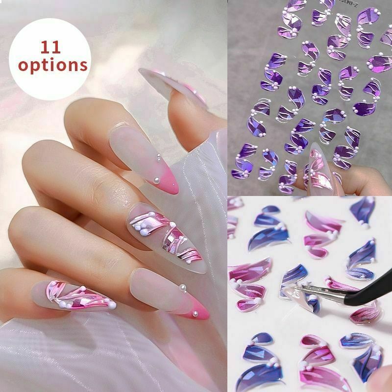 Holographic Nail Art Sticker 5D Engraved Ribbon Self-Adhesive Foils Wraps NS4
