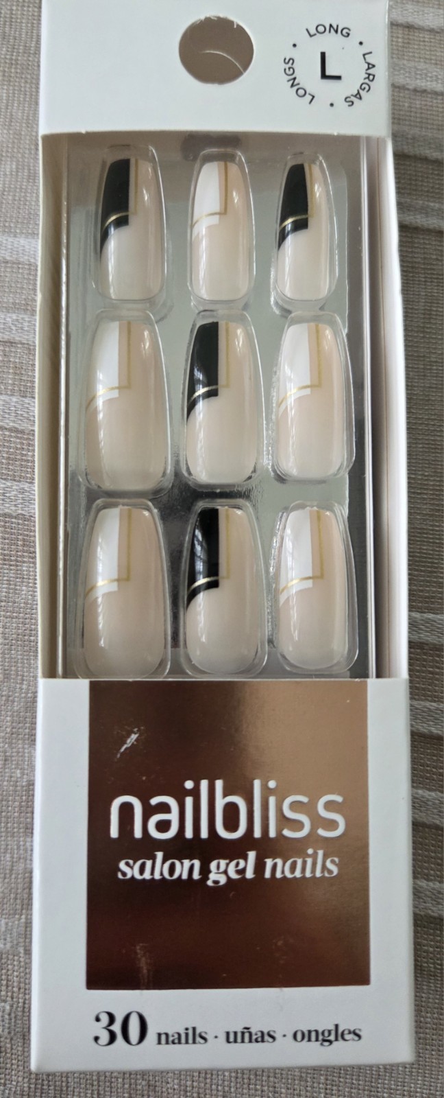 NAILBLISS GN168 Golden Age, 30 nails, Long, Glue Included NIP