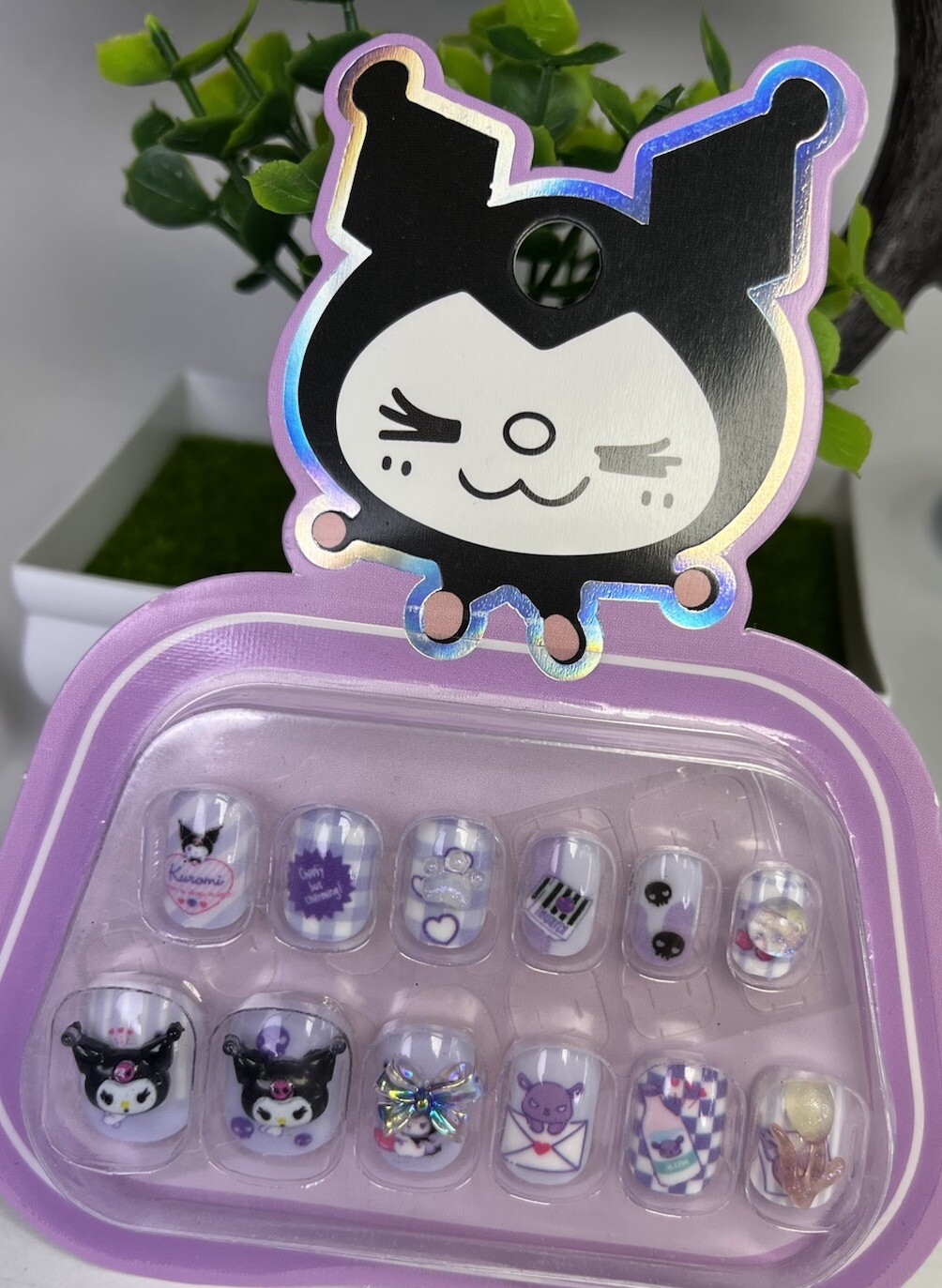3PC Cute Kuromi Cartoon Press On Nails