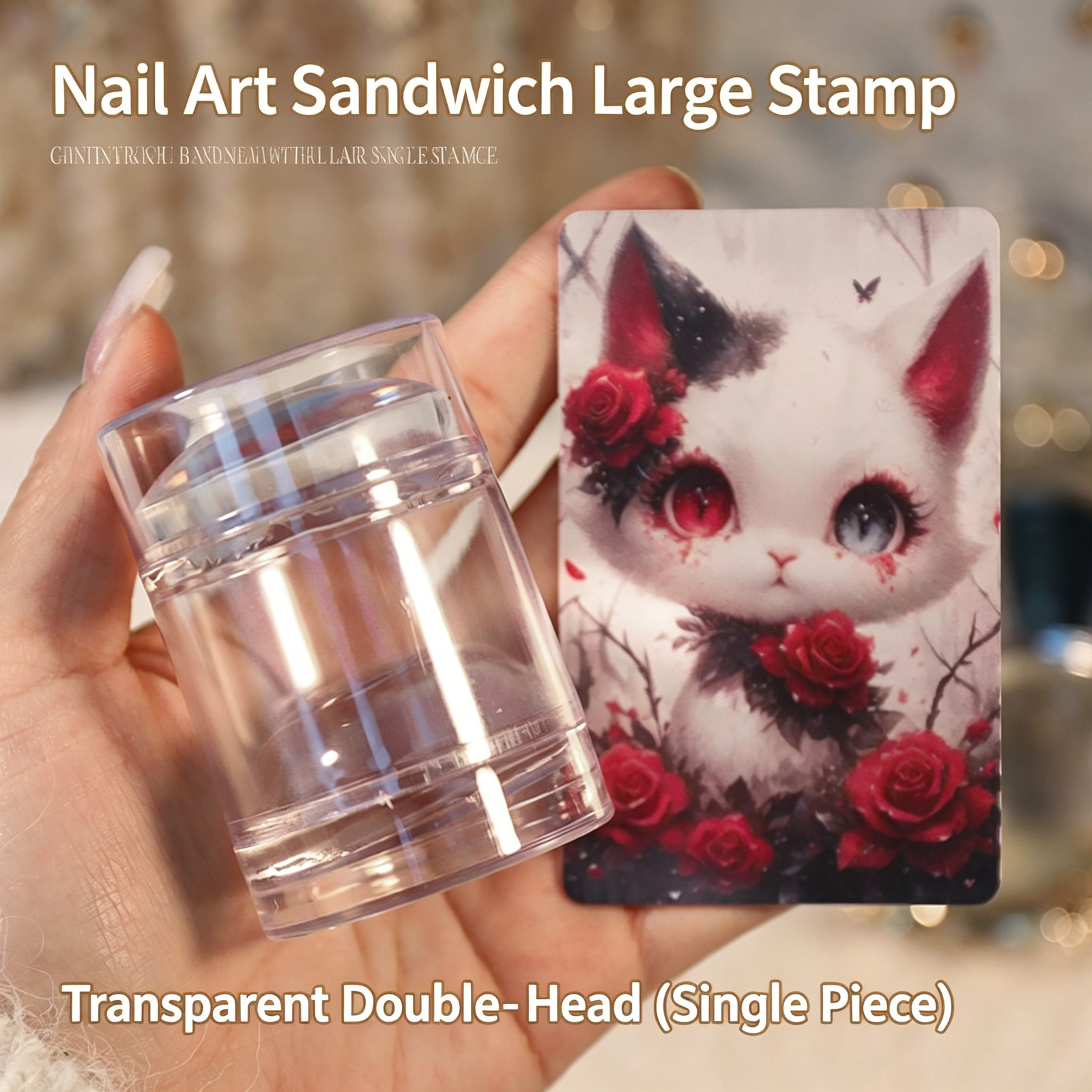 Nail Art French Stamp Silicone Double Head Transfer Stamper Transparent Printing