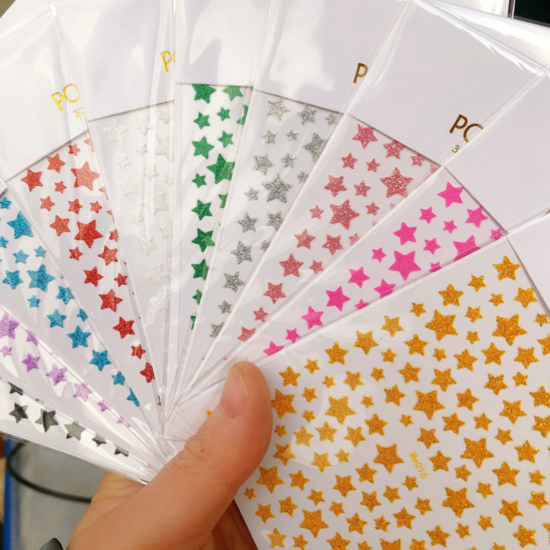Nail Art Sticker Glitter STAR Decals Manicure DIY Peel & Stick NH25