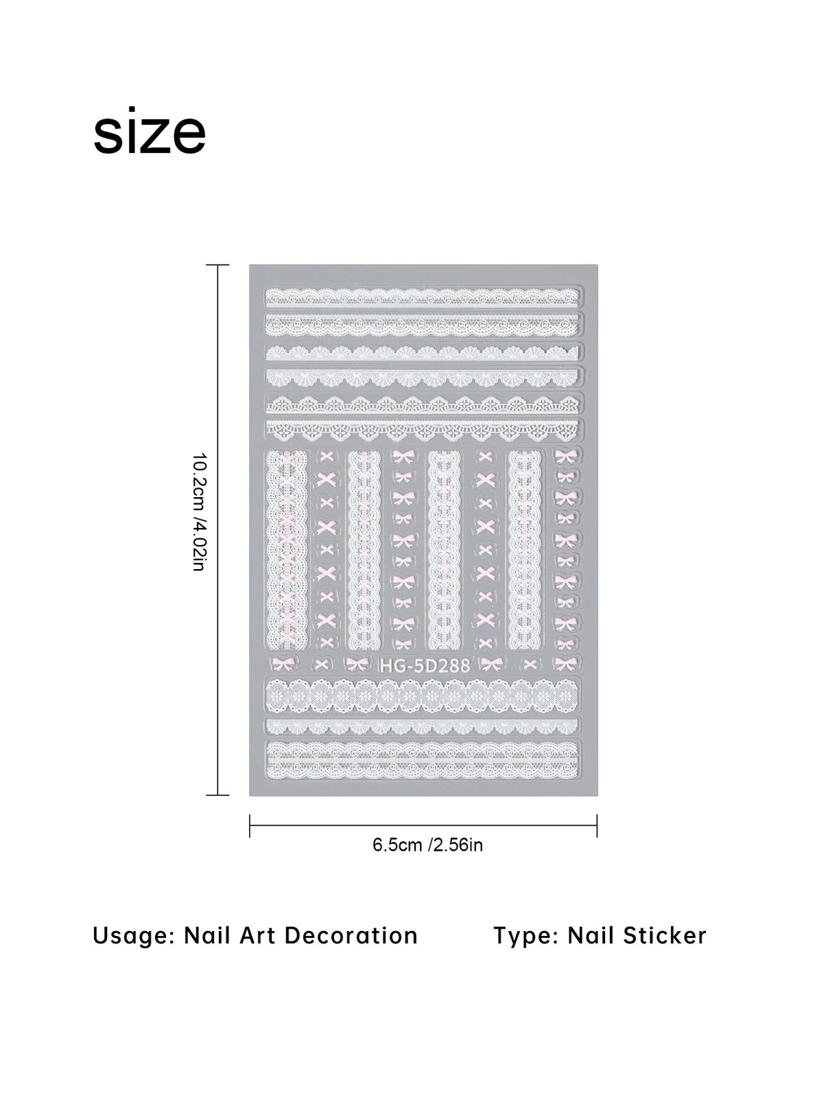 Pure Lace and Lace Nail Stickers 5D Embossed Sweet and Cool Cartoon Nail Sticker