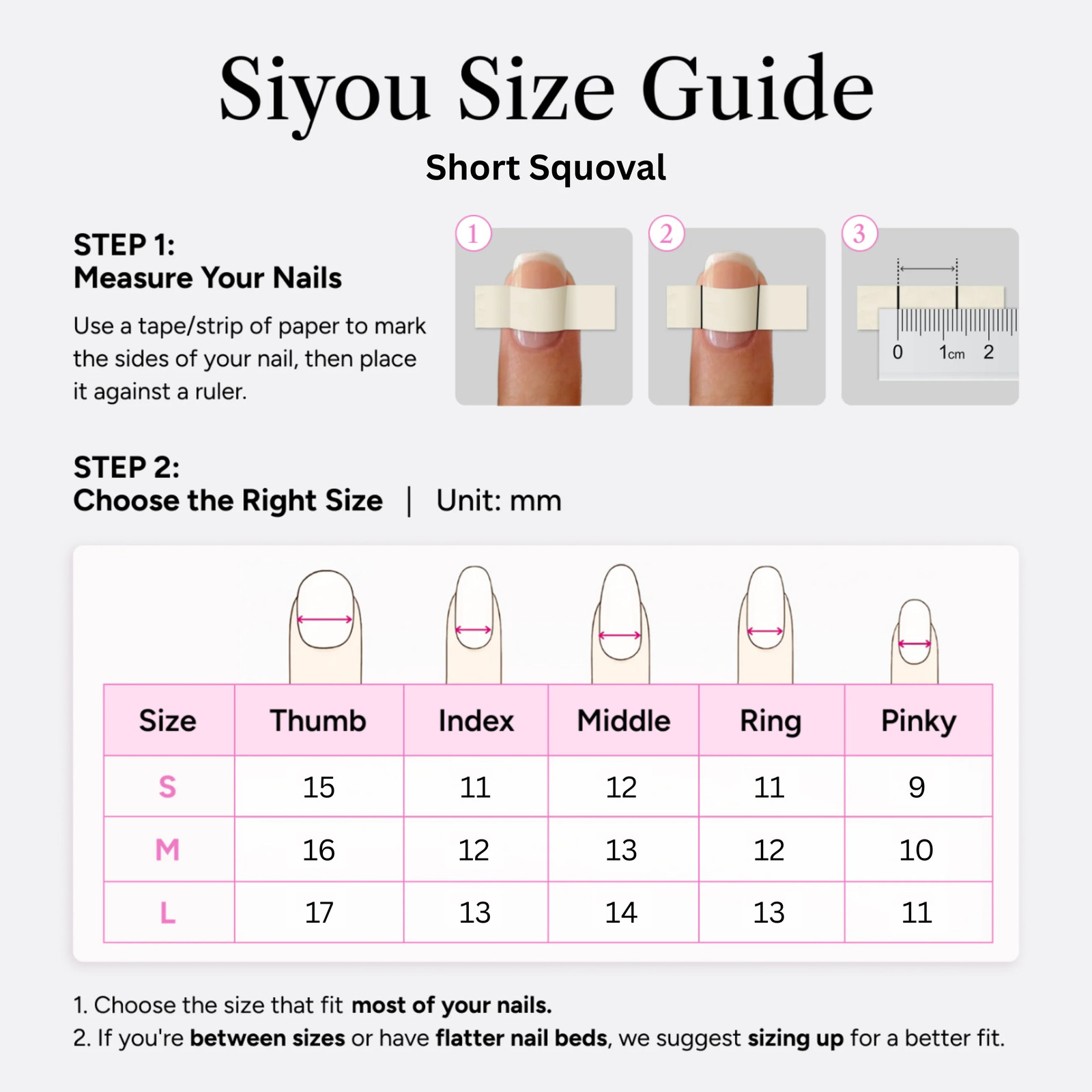 SIYOU Steel Magnolia Short Squoval Silver Floral Press-On Nails 10pc