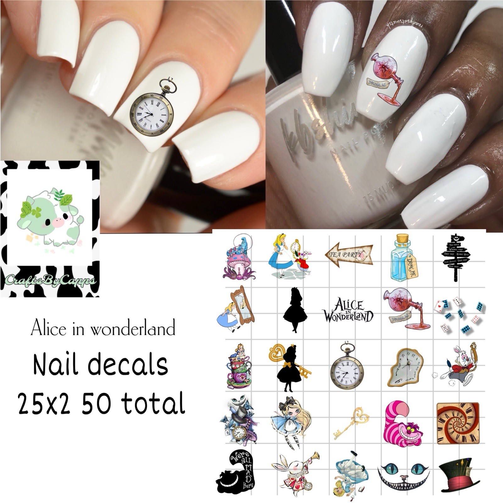 Alice In Wonder Land Nail Decals Set Of 50