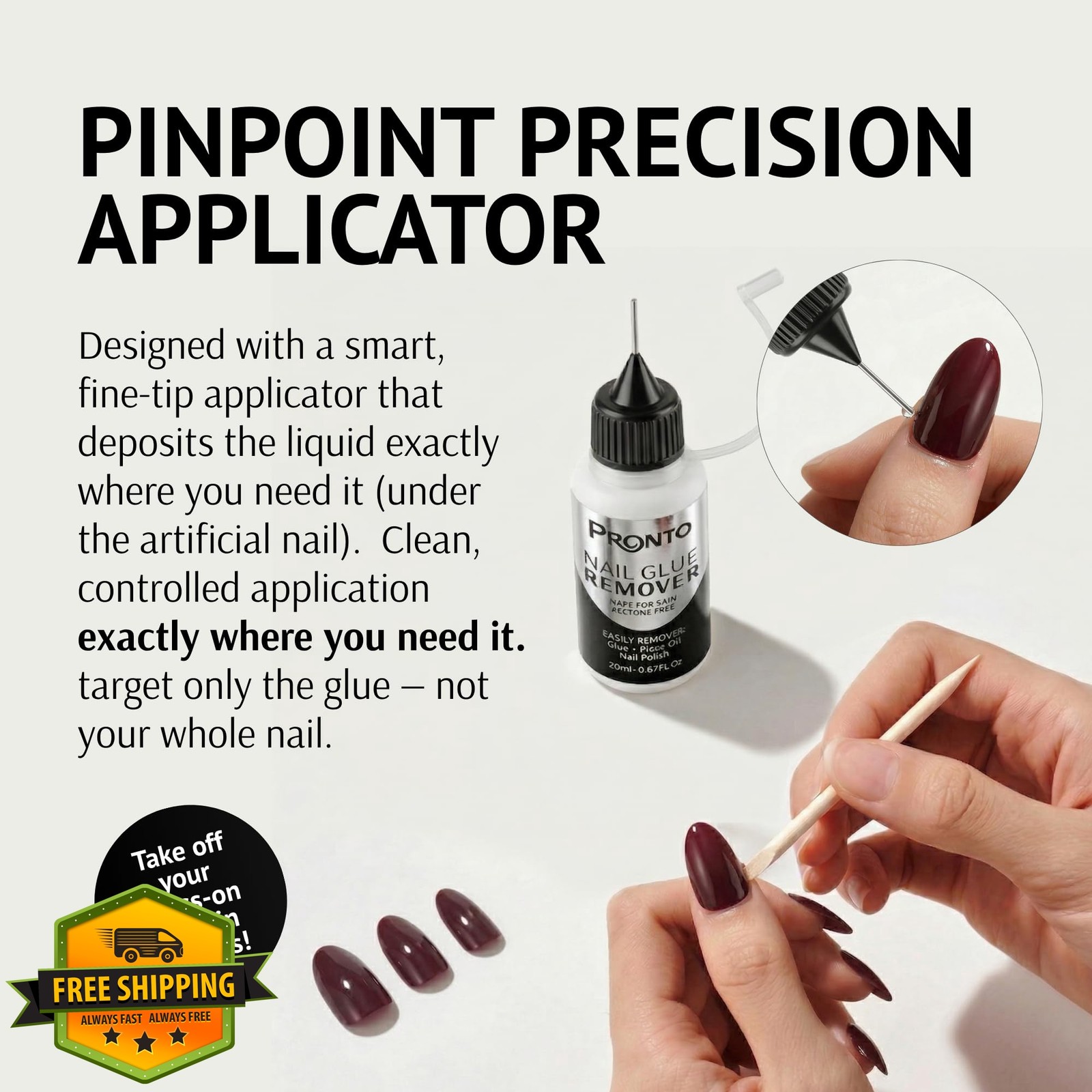 Pronto 20mL Nail Glue Remover Acetone Free Press On Nails