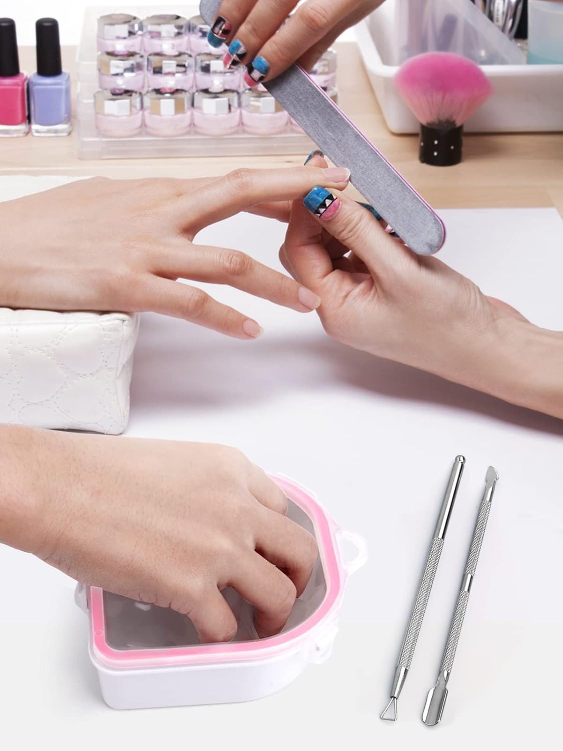 Nail Soaking Bowl, 2PCS Soak off Gel Polish Dip Powder Remover Manicure Bowl wit