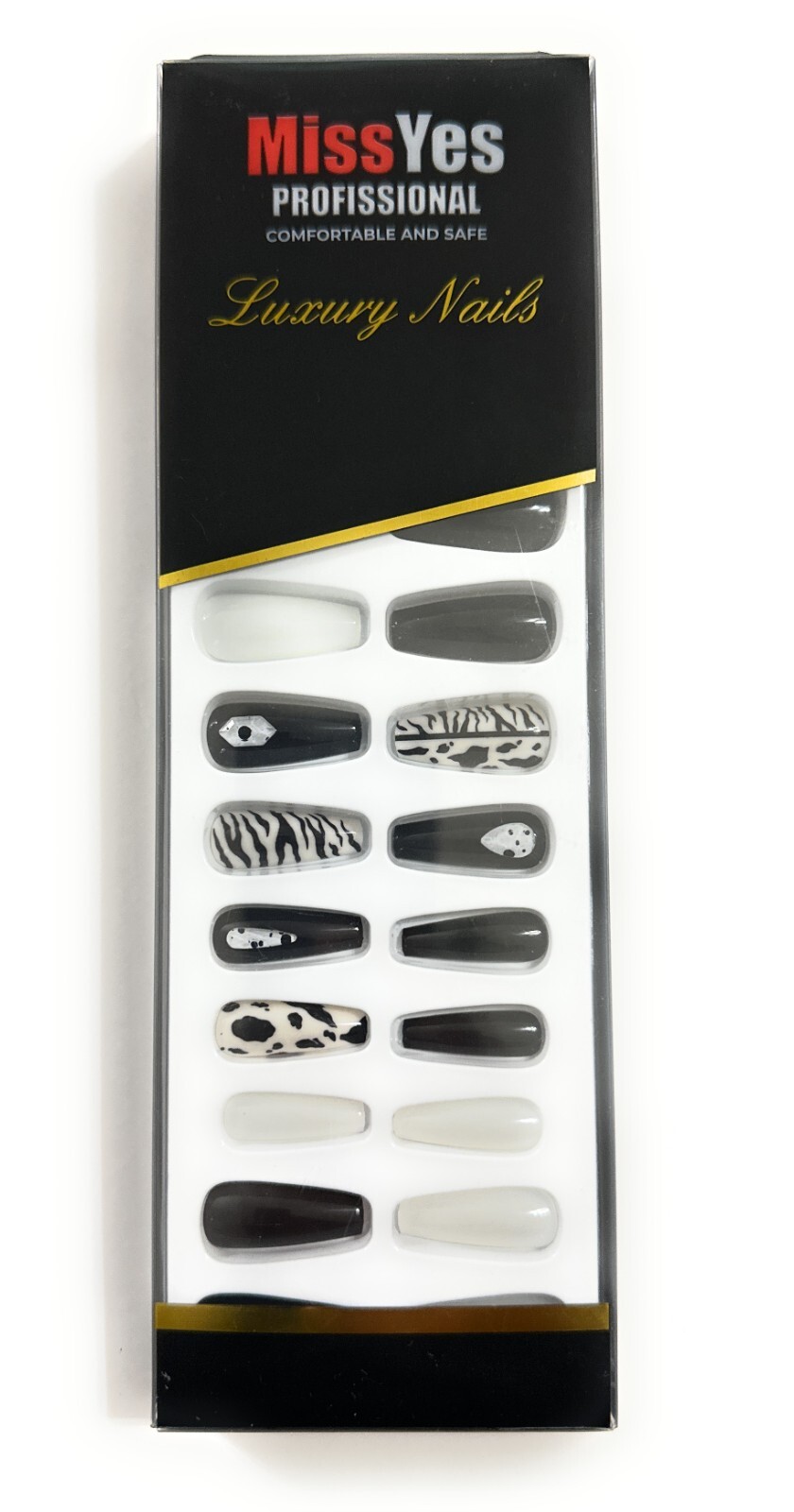 MissYes Professional Luxury Nails Kit, Set of 24 – Coffin