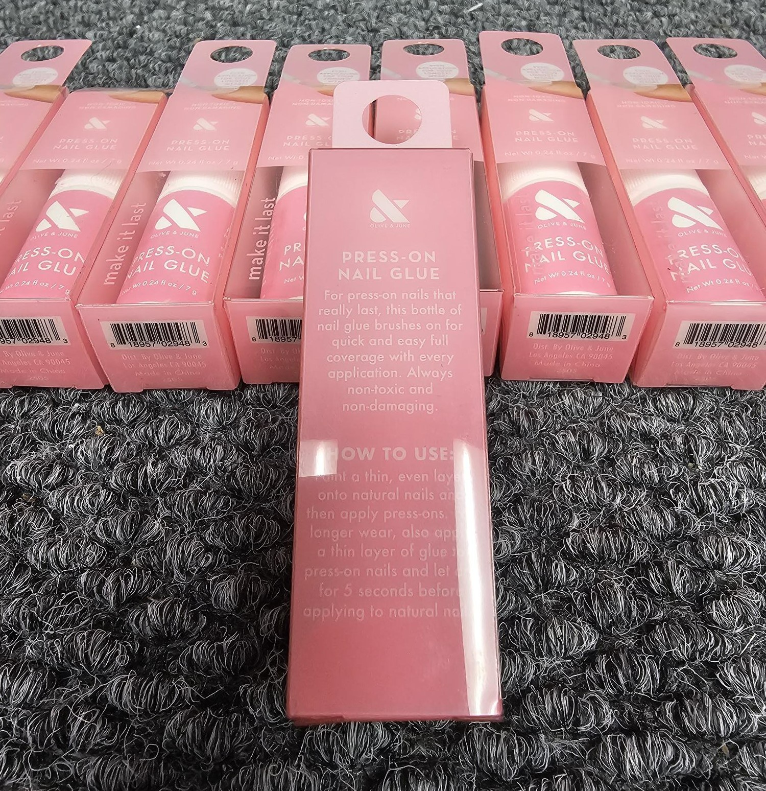 12 X OLIVE & JUNE Brush on Nail Glue 0.24 FL OZ. Non-Toxic/Non-Damaging
