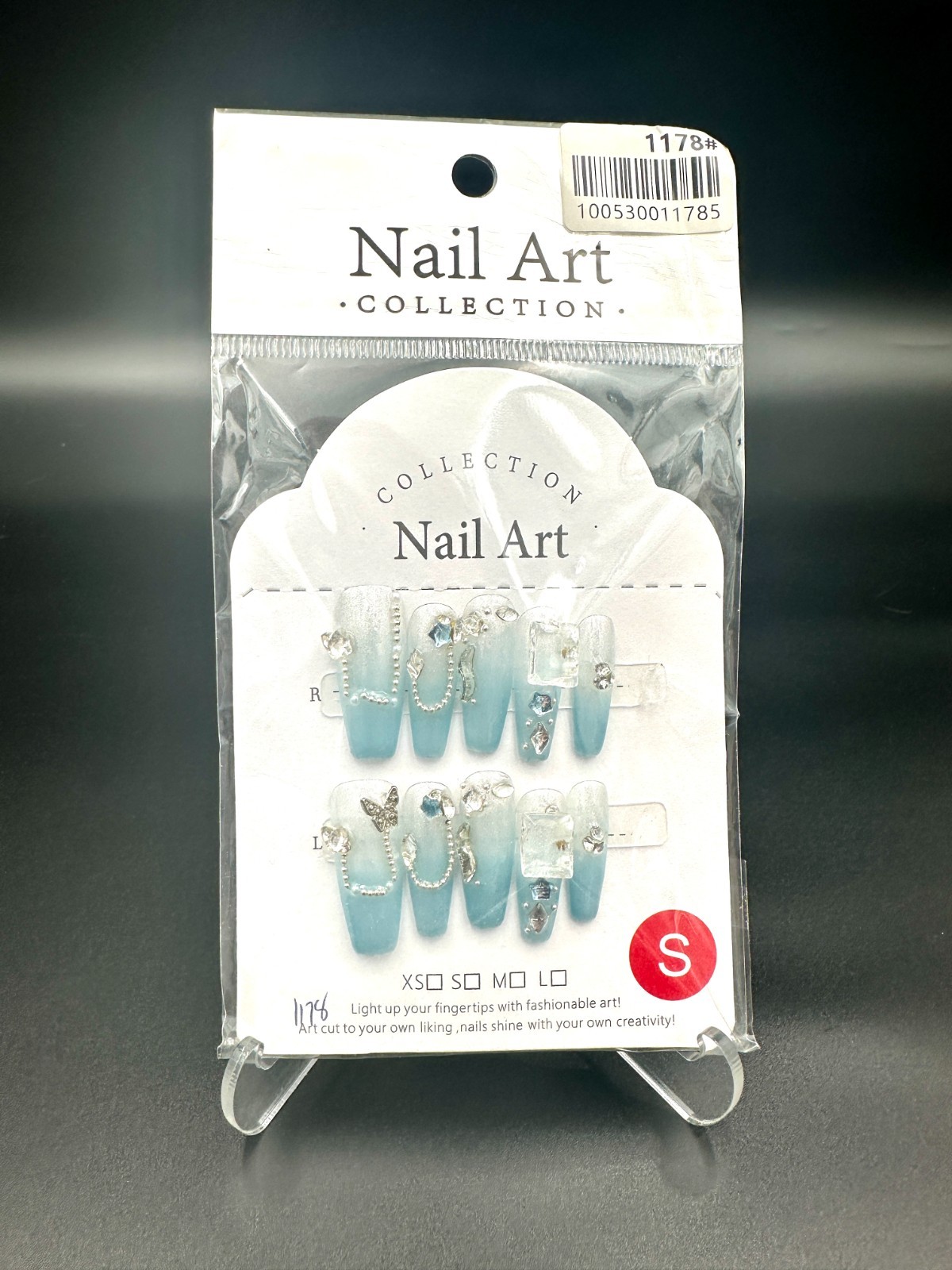 Lot of 8 Packs Press On Nails Size S Rhinestone 3D Bling False Nail Art Set