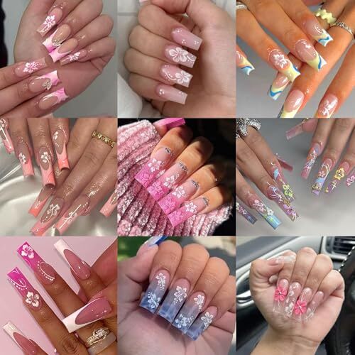 White Pink Golden Clear Silver Flower Nail Sticker Decals 10 Sheets Nail Art