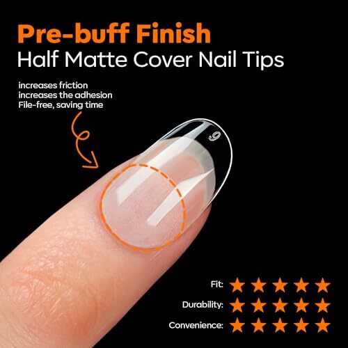 Short Oval Nail Tips, Pre-shaped Round Full Cover Fake Nails A8-Short Oval