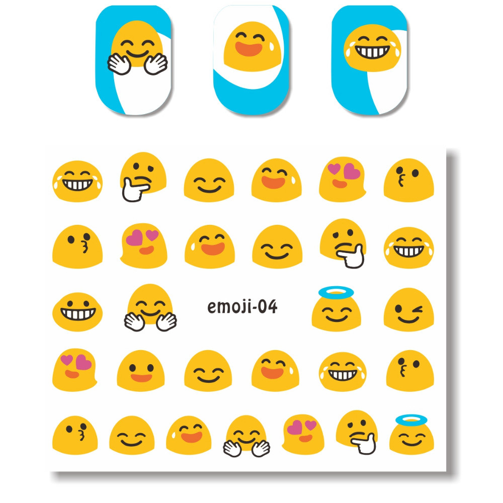 5 Sheet Set Emoji Expression Design DIY Water Transfer Nail Art Stickers Decals