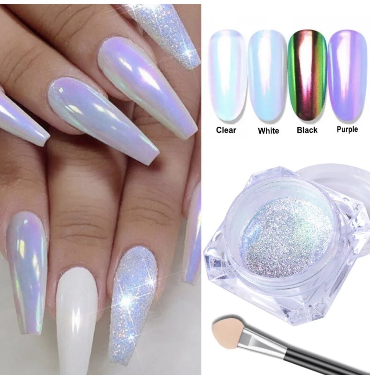Rainbow Aurora Nail Pigment Powder Laser Glitter Holographic Nail Art Powder