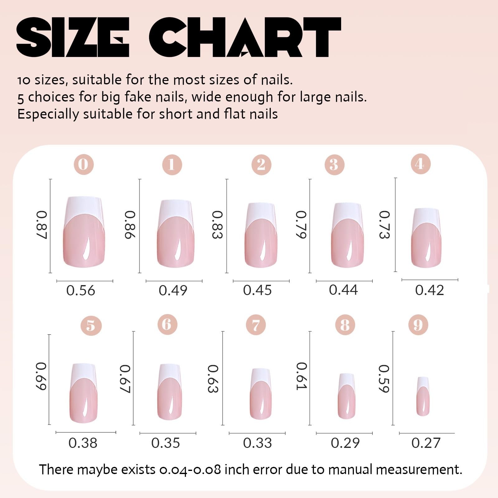 120 Pcs French Tips Press on Nails Medium Square (Pack of 120), Style-6