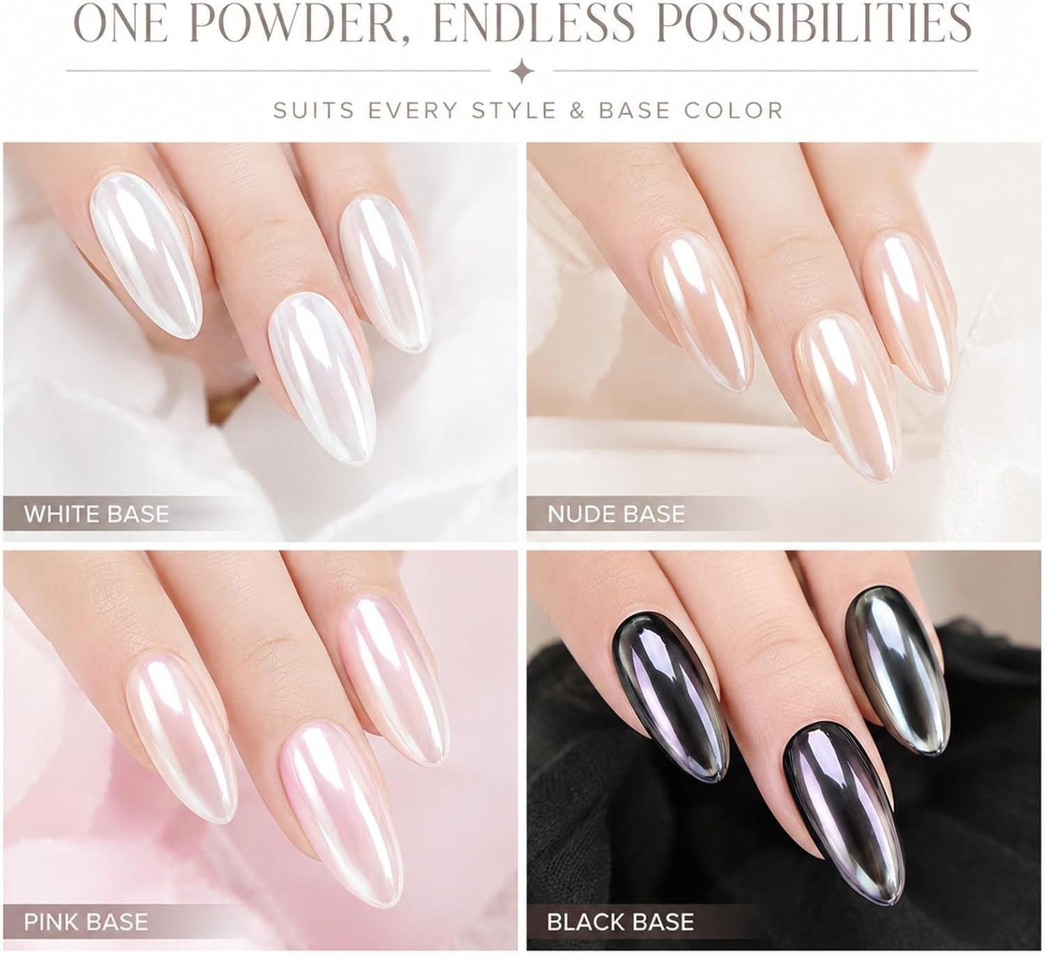 White Pearl Mirror Effect Nail Powder – Luxurious Iridescent Shine for Gel Nails
