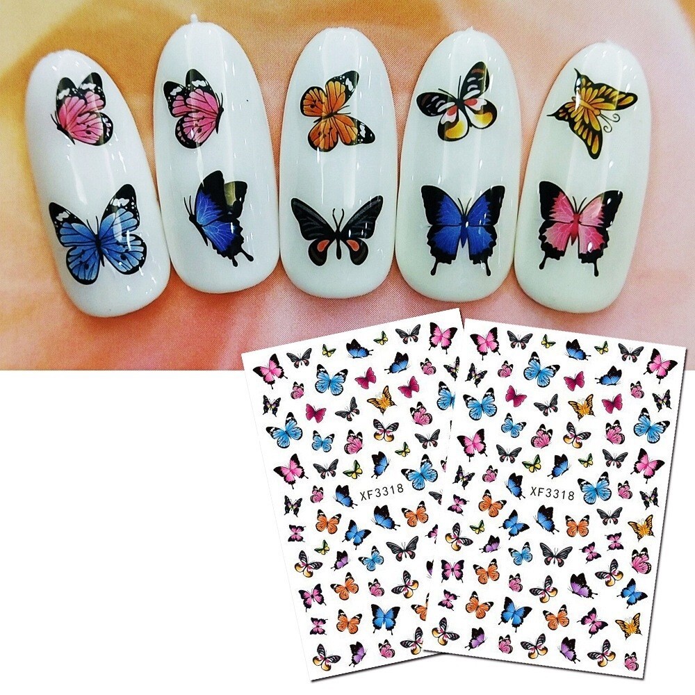 12 Sheets Set Nail Art Stickers Butterfly Bug Birds series Insects & Flower NS34