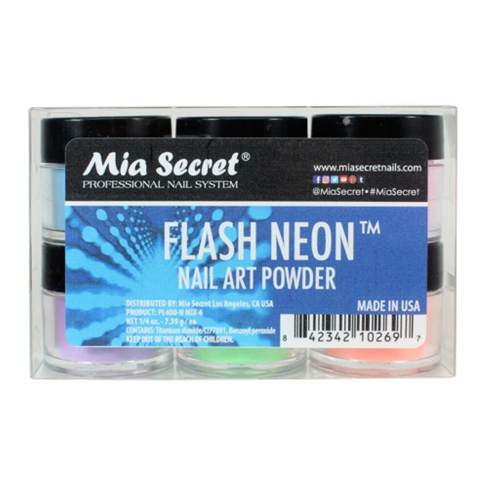 Mia Secret Nail Art Acrylic Collection Powder 6 Colors – FLASH NEON Set