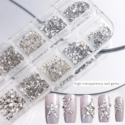 Flatback Rhinestones and Pearls Nail Charms, 2 Boxes Small Nail Gems and