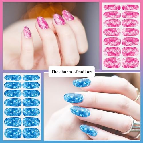 12 Sheets Iridescent Nail Polish Stickers Full Nail Wraps Iridescent Marble
