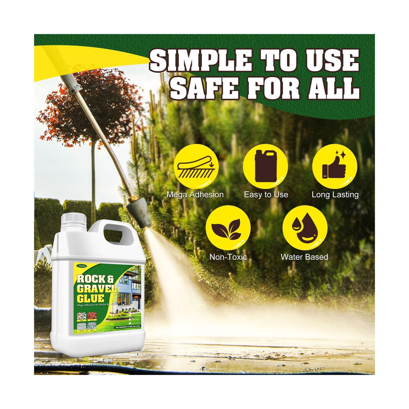 Rock Glue, Mulch Glue 1 Gallon / 128oz – Fast Drying and Long Lasting Pea Gra…