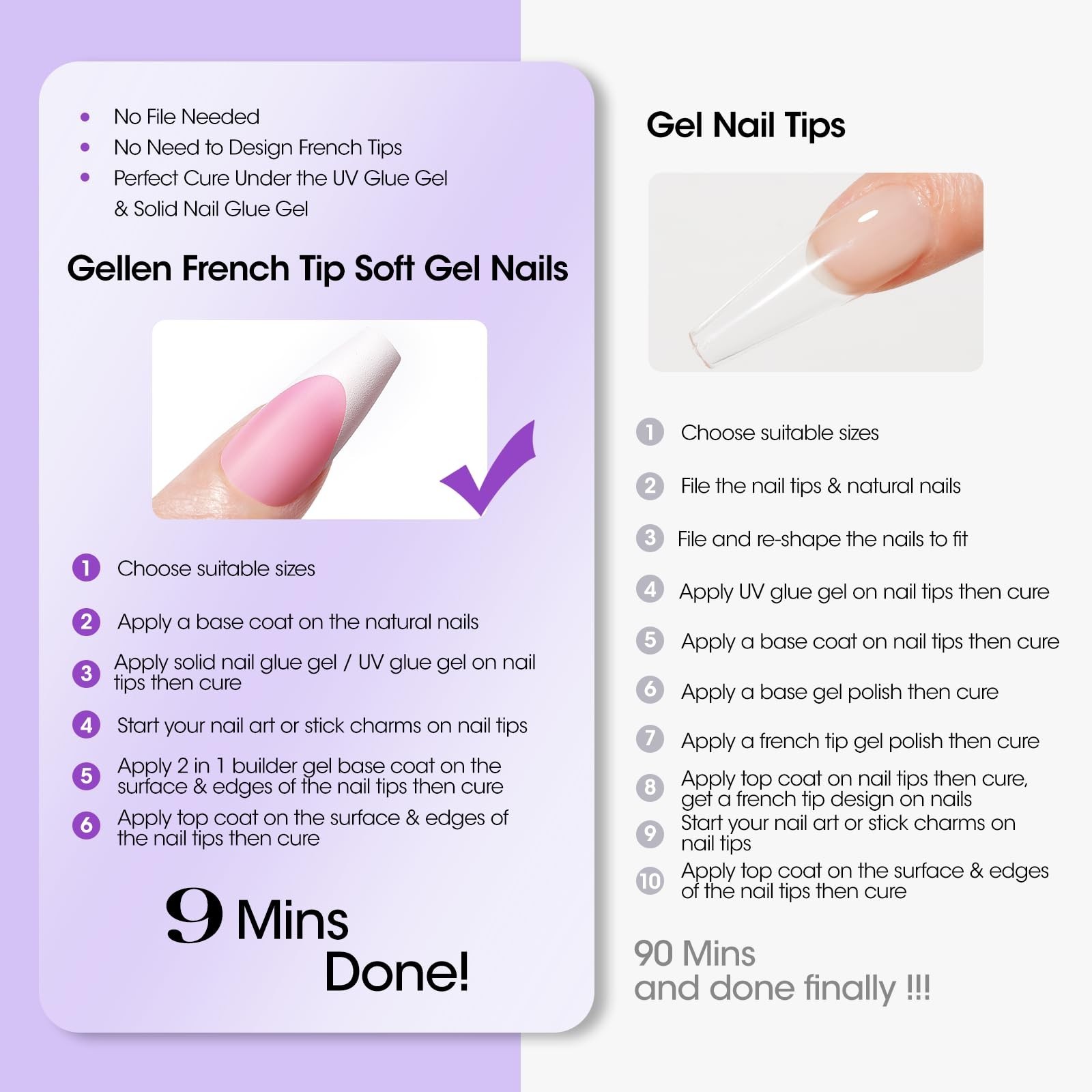 Pink French Tip Gel Nail Kit – 240PCS Short Square Press-On Nails, UV Lamp, Glue