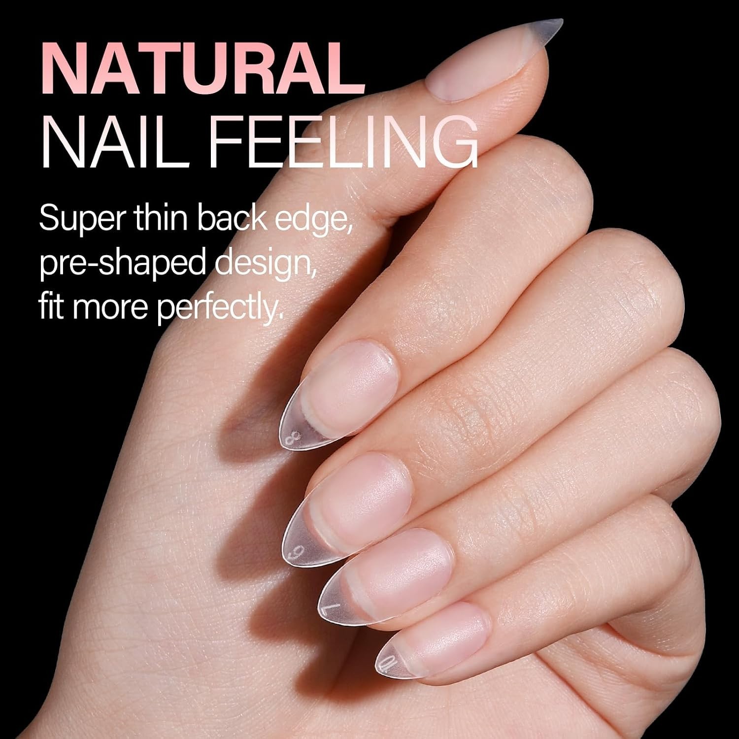 High-Quality Full Cover Almond Nail Tips – 240 PCS Press On with Storage Box