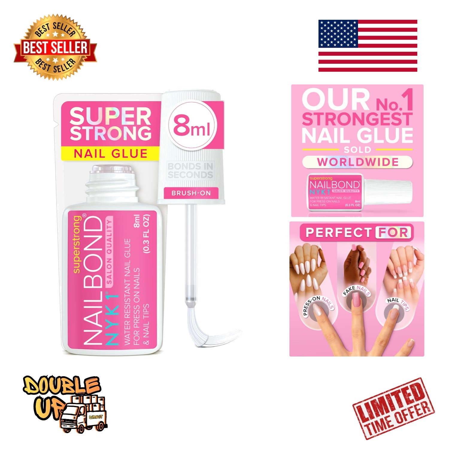 Professional 8ml Nail Glue for Press On & Acrylic Nails – Mess-Free Application