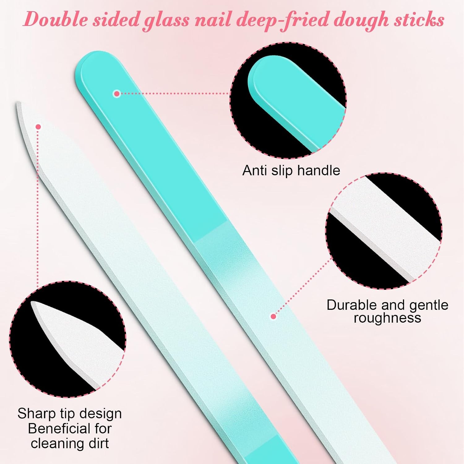 6 Pack Glass Nail File for Natural Nails, Stocking Stuffers for Teen Girls Women