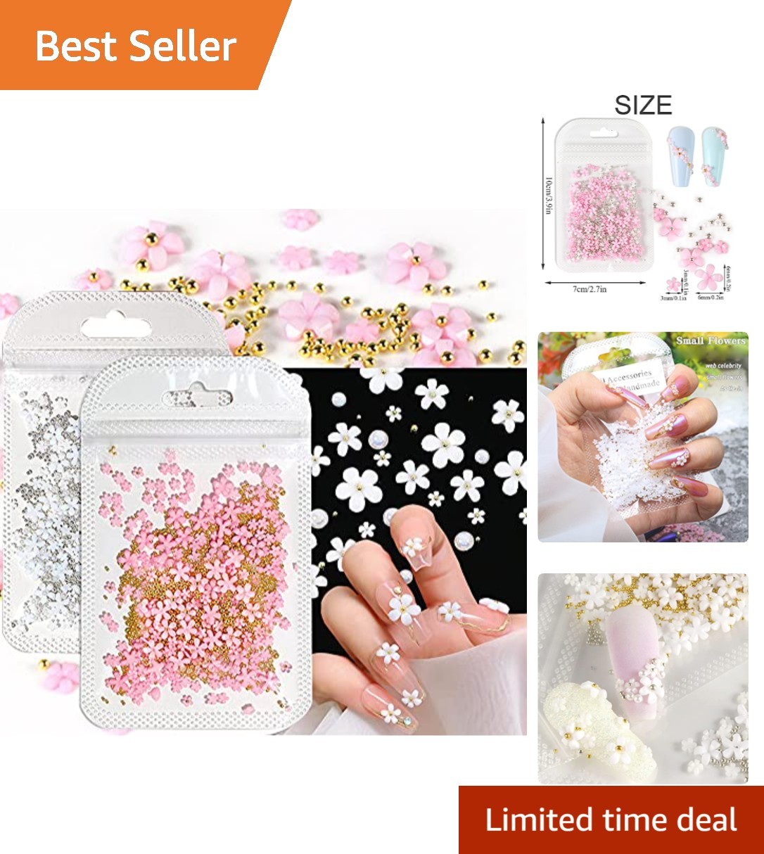 Versatile 3D Floral Nail Art Decals – Perfect for DIY Manicures and Crafts