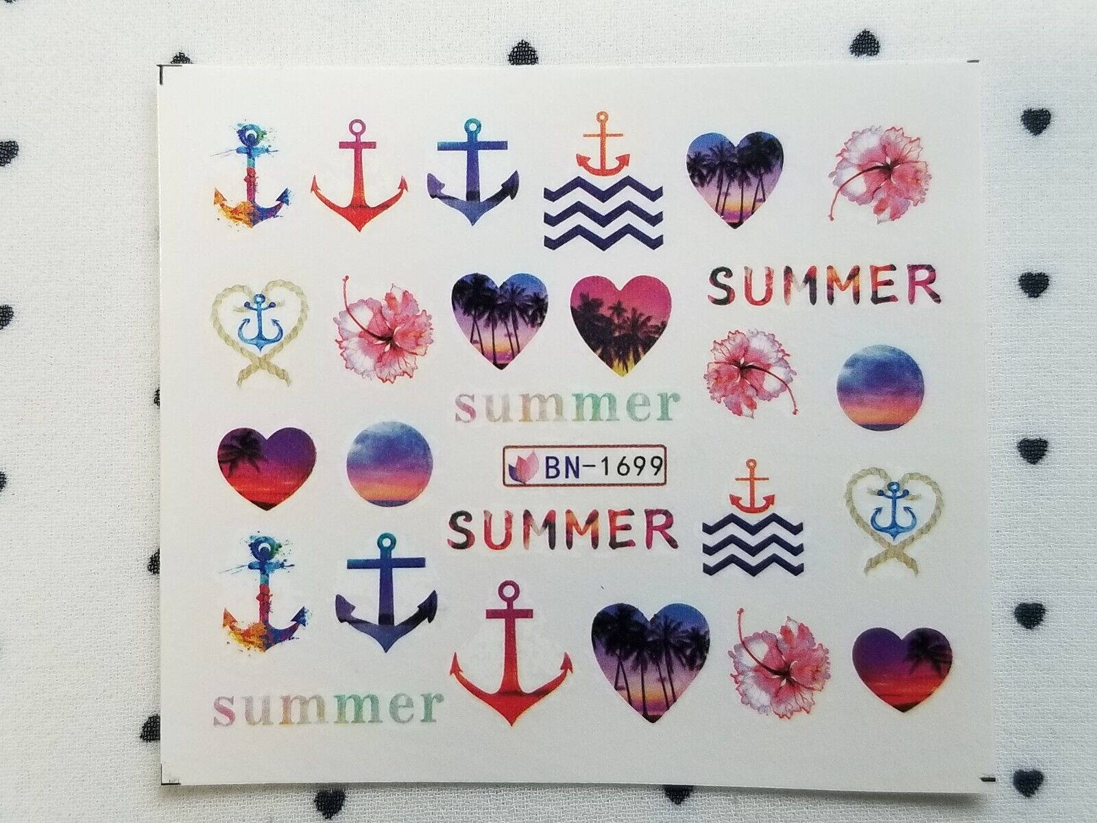 Summer Beach Plum Tree Nail Art Water Transfer Decals Sticker Small 12 Sheets