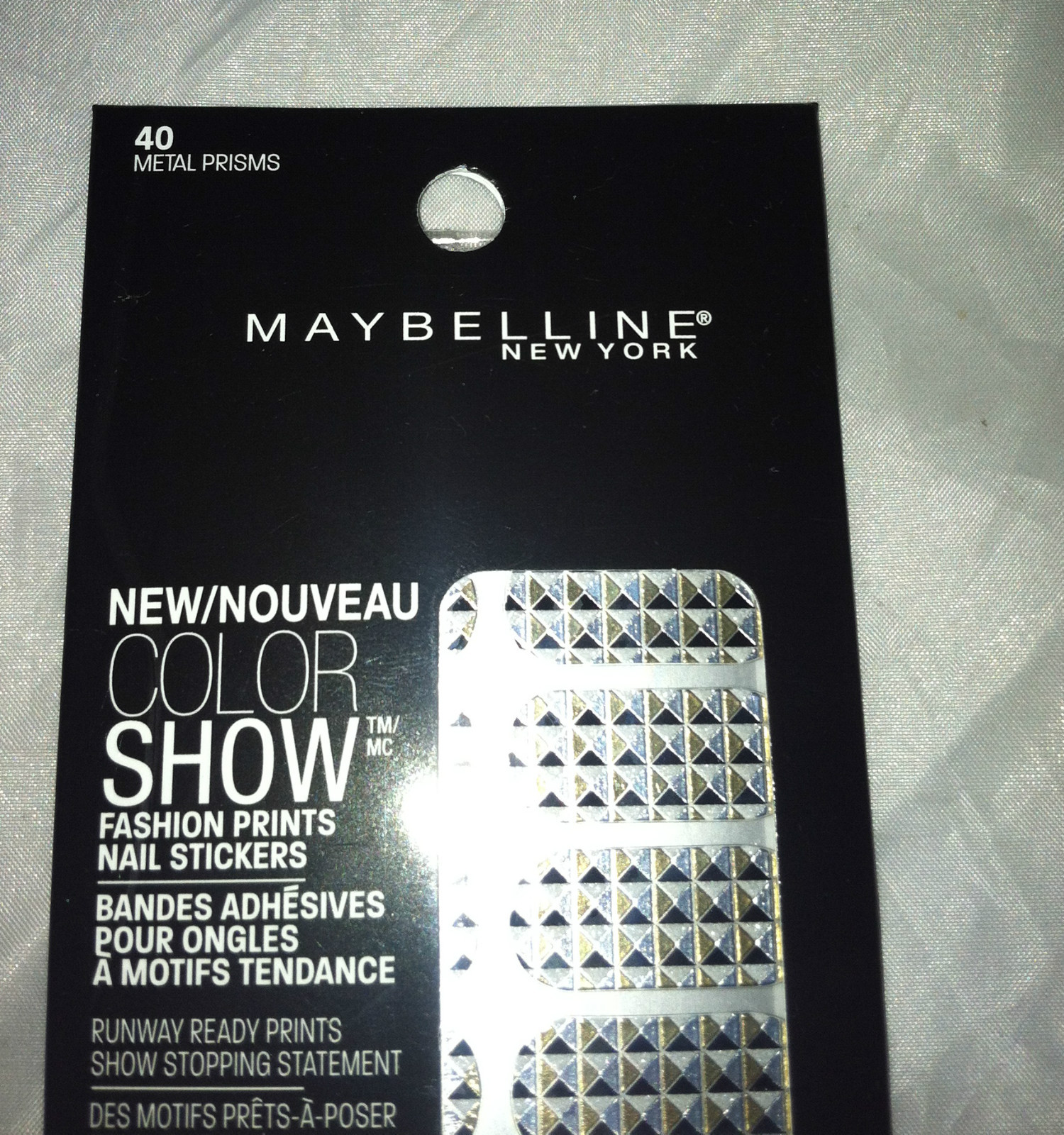 Maybelline Color Show Lmtd Ed Nail Stickers *40 METAL PRISMS* Black Silver Gold