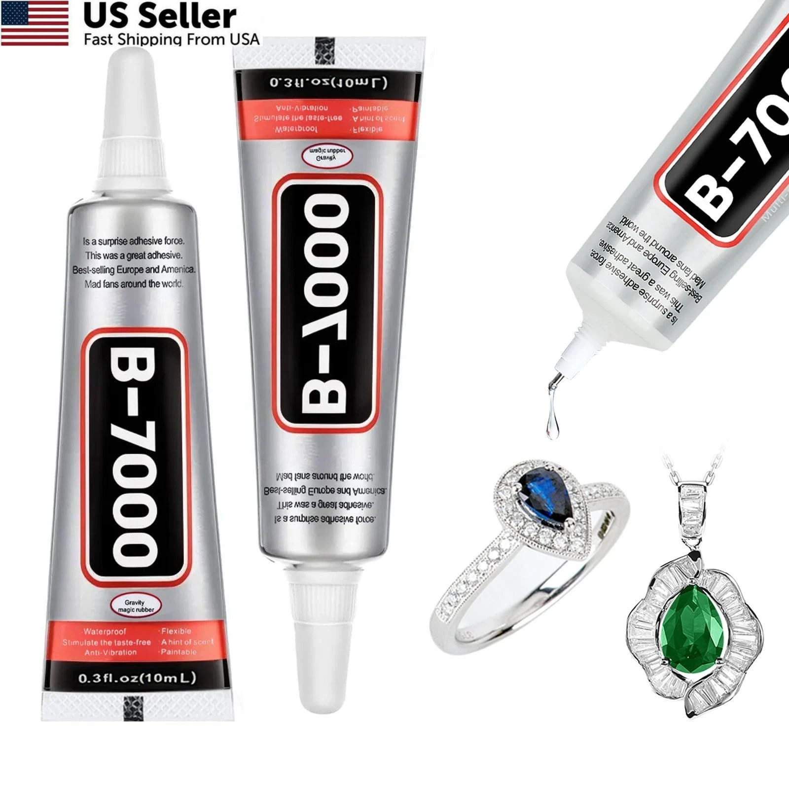 Jewelry Glue for Metal and Stone: 4 PCS 10ML 0.3fl.oz