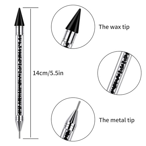 2 Pack Rhinestone Picker Tool Dotting Pen, Wax Pencil for Black & White