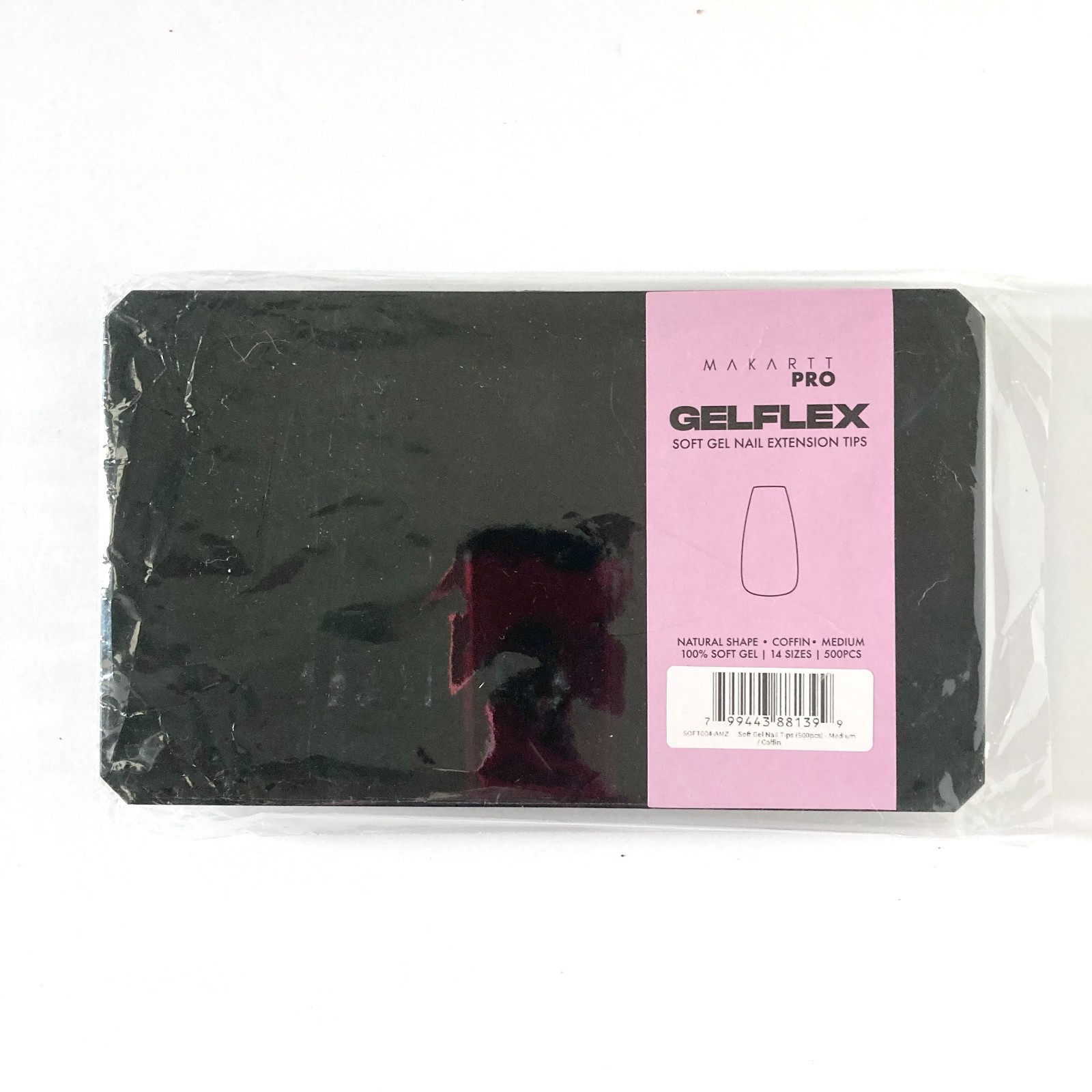 Makartt Pro GelFlex Soft Gel Clear Nail Extension Tips Medium Coffin 500pc Box!