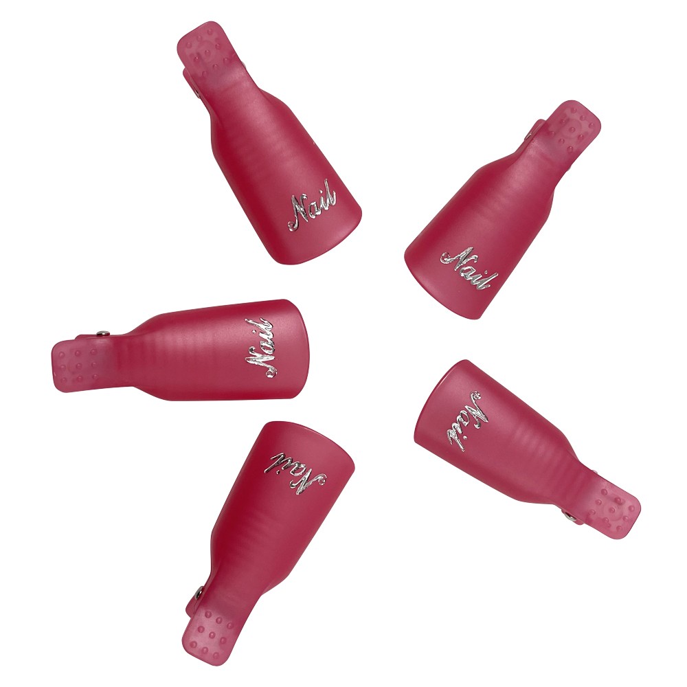 10pcs Nail Art Soak Off Clip Cap Pink Plastic Nail UV Gel Polish Remover