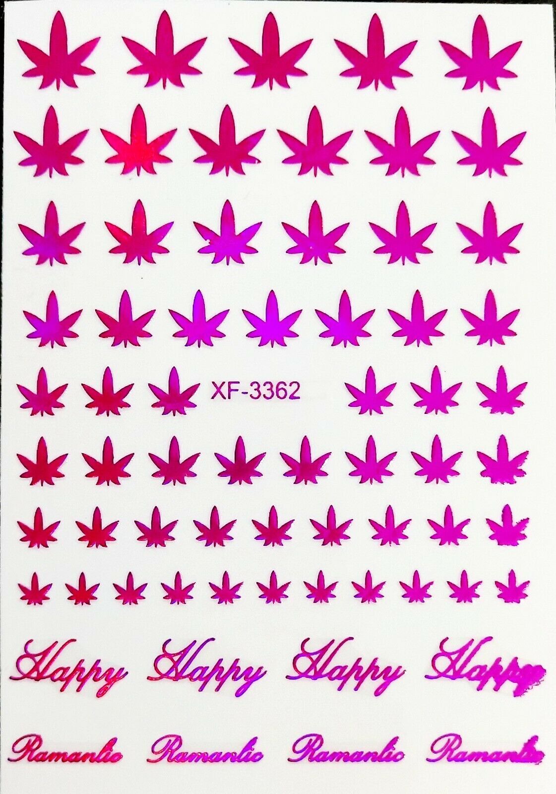 Cannabis Leaves Nails Stickers Glow In The Dark Pot Weed Marijuana Decals NH15