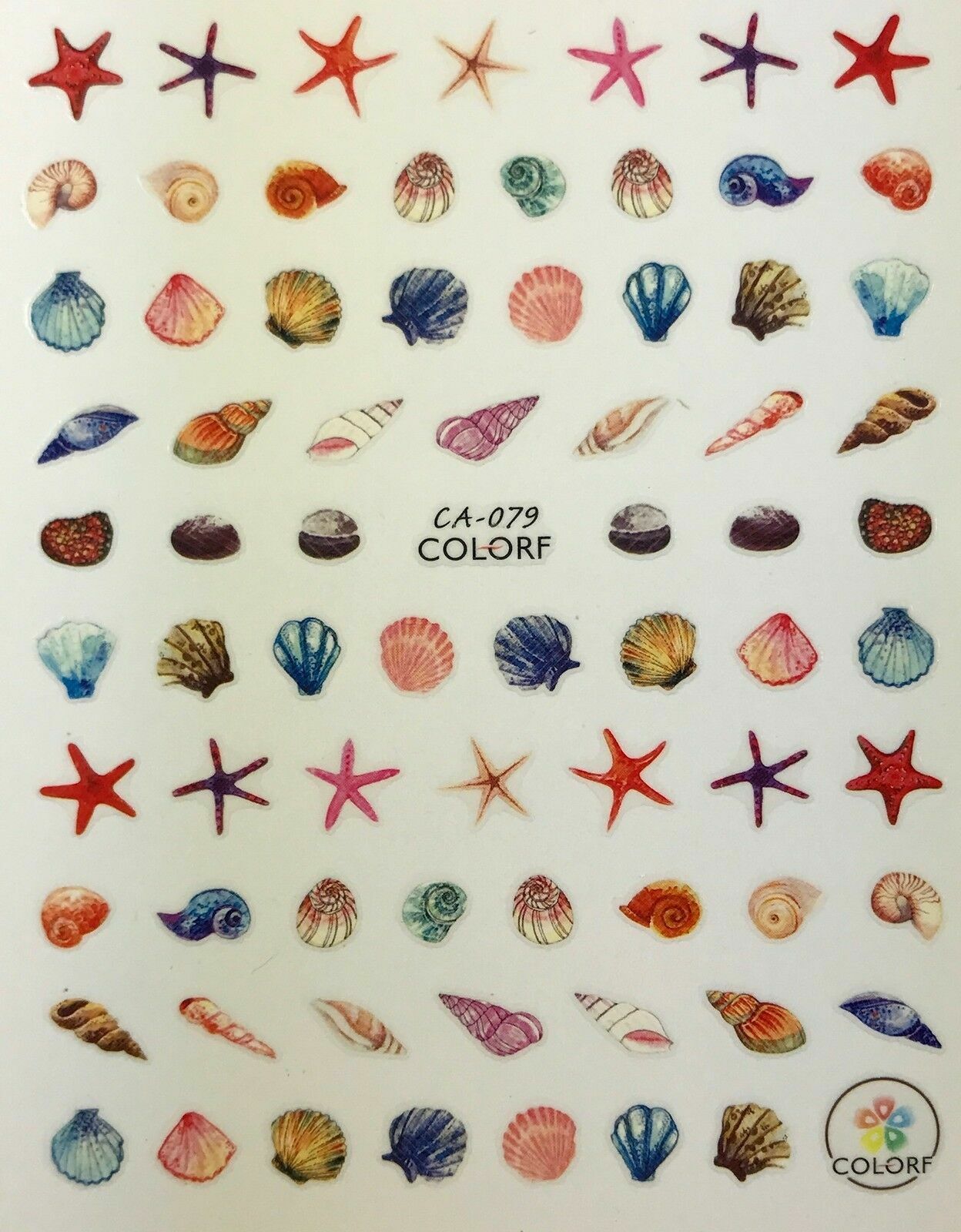 Nail art 3D stickers decal pink blue seashells starfish CA079